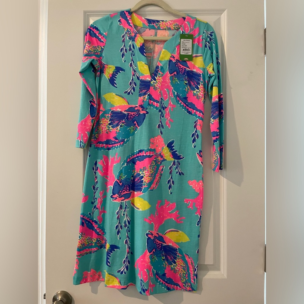 Xs Lilly Pulitzer riva dress,sandstorm print in shorely blue